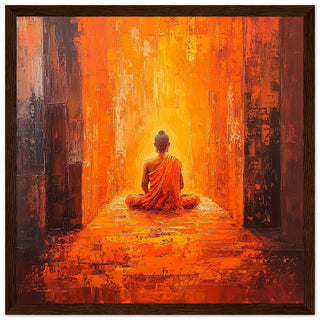 Abstract Tranquil Buddha Art Print Dark Wood Frame