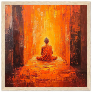 Abstract Tranquil Buddha Art Print Light Wood Frame