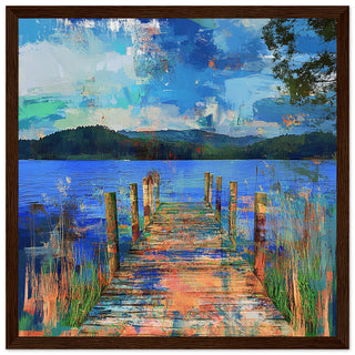 Abstract View from Hay Docks in the Lake District Art Print Dark Wood Frame