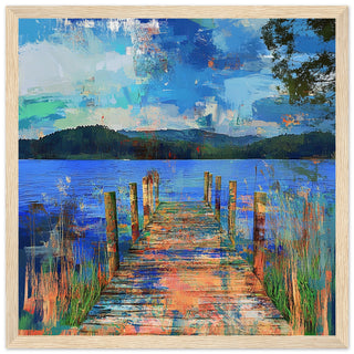 Abstract View from Hay Docks in the Lake District Art Print Light Wood Frame