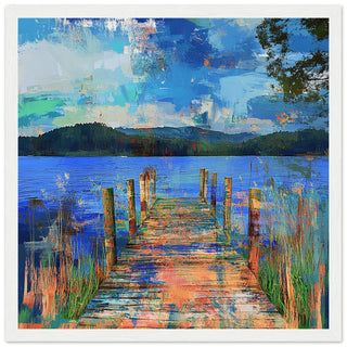 Abstract View from Hay Docks in the Lake District Art Print White Frame