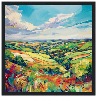 Ballymena Countryside in Full Colour Art Print Black Wood Frame