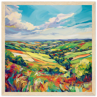 Ballymena Countryside in Full Colour Art Print Light Wood Frame