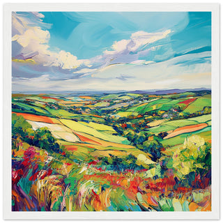 Ballymena Countryside in Full Colour Art Print White Wood Frame