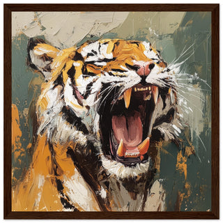 Big Yawn Art Print Dark Wood Frame