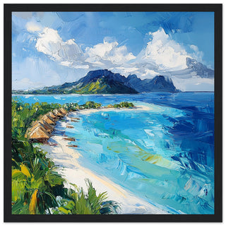 Bird's Eye View of Bora Bora Art Print Black Frame