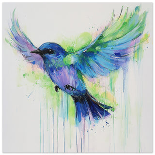 Bluebird in Flight - A Symphony of Colours Art Print