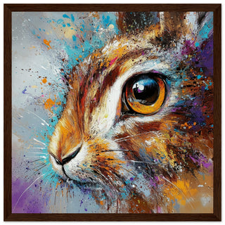 Cloudburst Hare Art Print Dark Wood Frame