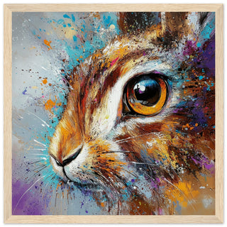Cloudburst Hare Art Print Light Wood Frame