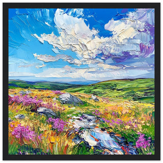 Colourful Dartmoor National Park in Summer Art Print Black Frame