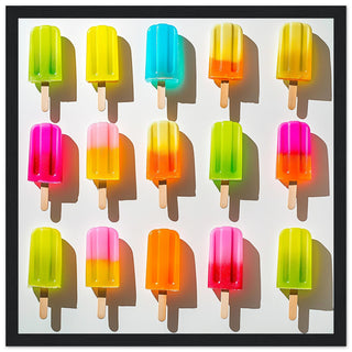 Colourful Popsicle Art in Bright Bold Tones Art Print Black Frame