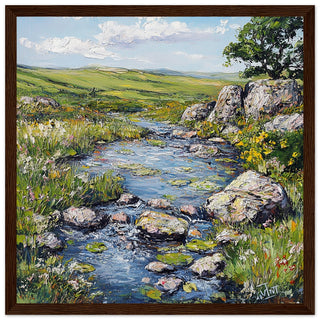 Dartmoor National Park in Summer Art Print Dark Wood Frame