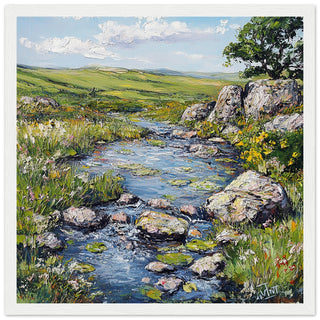 Dartmoor National Park in Summer Art Print White Frame
