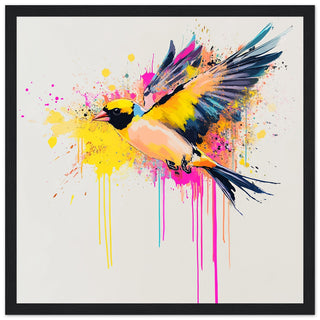 Dynamic Abstract Bird In Flight Art Print Black Frame