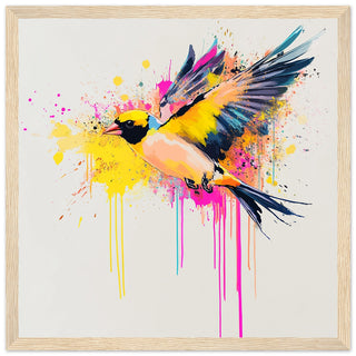 Dynamic Abstract Bird In Flight Art Print Light Wood Frame