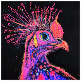 Electrifying Neon Guinea Fowl Art Print