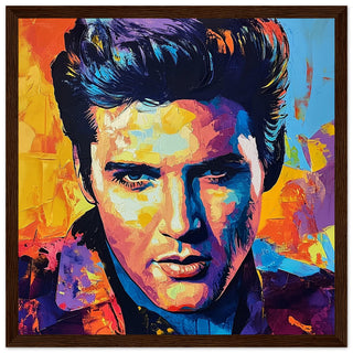 Elvis Presley Pop Art Print Dark Wood Frame