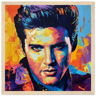 Elvis Presley Pop Art Print Light Wood Frame