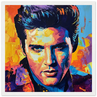 Elvis Presley Pop Art Print White Wood Frame