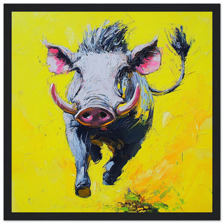 Energised Warthog Art Print Black Frame