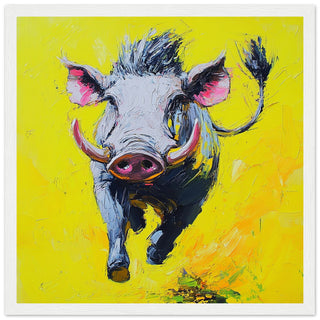 Energised Warthog Art Print White Frame
