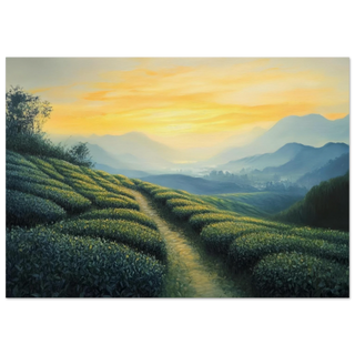 Golden Dawn Over Tea Fields 
