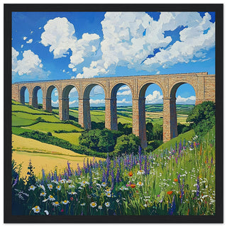 Harringworth Viaduct on a Beautiful Summer’s Day Large Art Print Black Frame