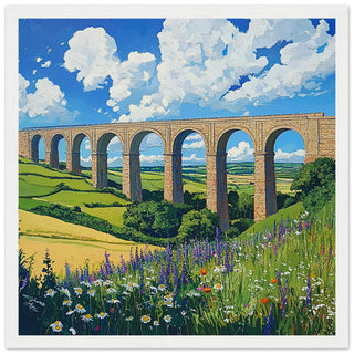 Harringworth Viaduct on a Beautiful Summer’s Day Large Art Print White Frame