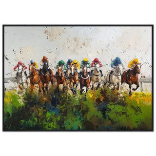 Horses Racing at Cheltenham Large Art Print Black Wood Frame