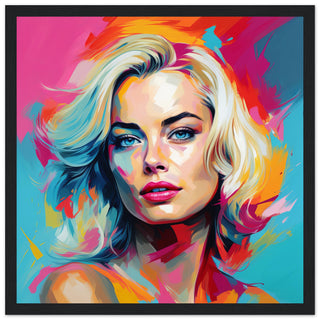 Iconic Margot Robbie Pop Art Print Black Frame