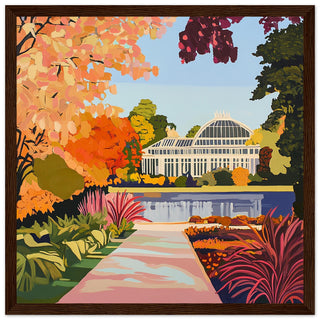 Kew Gardens in Autumn Glory Art Print Dark Wood Frame