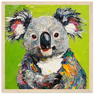 Koala Kaleidoscope Art Print Light Wood Frame