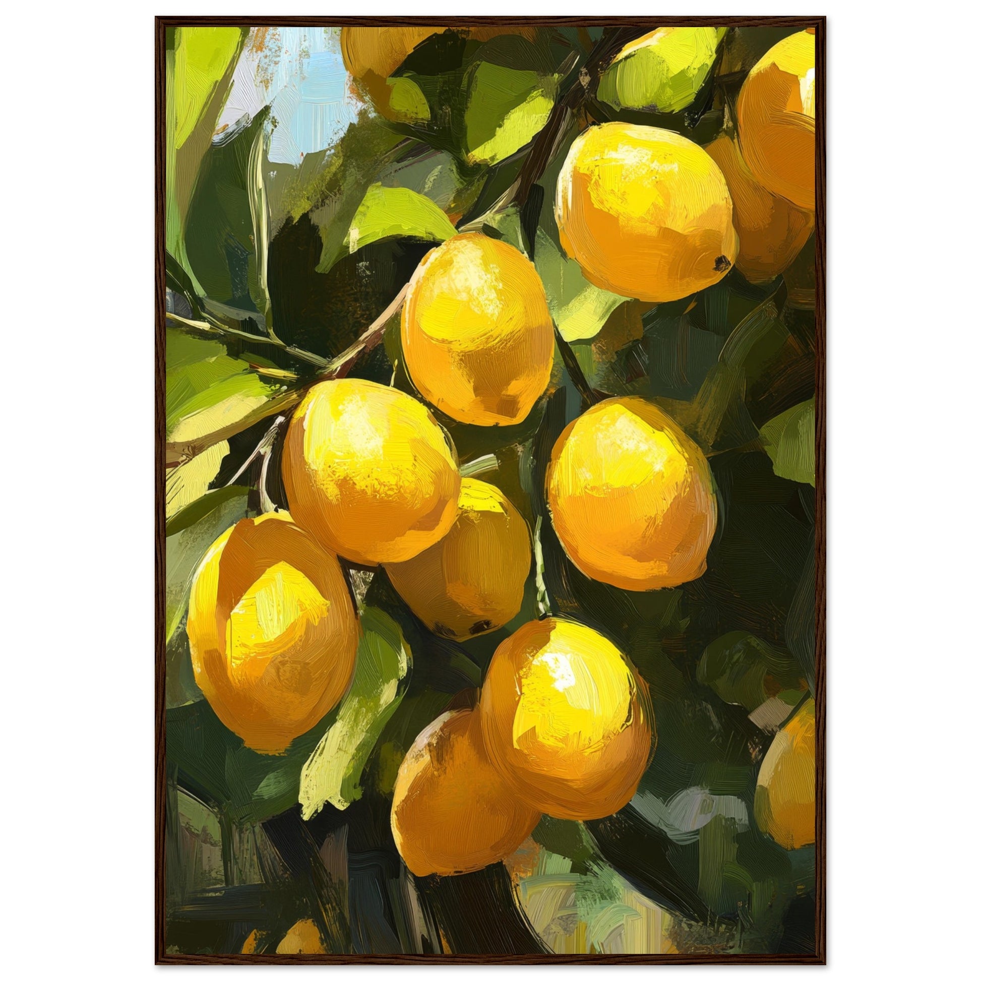 Lemon Grove Sunshine Art Print Dark Wood Frame