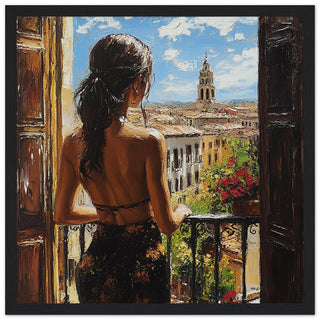 Lost in a Dreamy Cityscape Art Print Black Frame