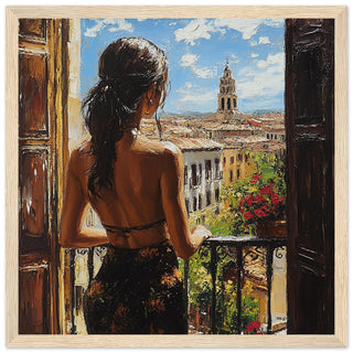 Lost in a Dreamy Cityscape Art Print Light Wood Frame