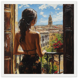 Lost in a Dreamy Cityscape Art Print White Frame