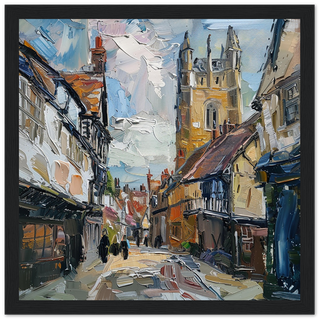Historic Ludlow: Townscape art print in black frame| by Print Room Ltd