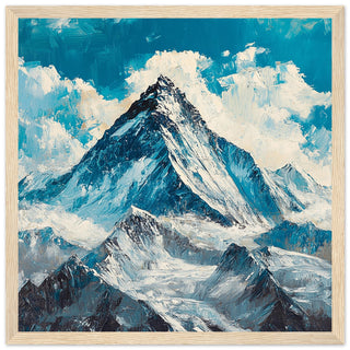 Majestic Mount Everest Art Print Light Wood Frame