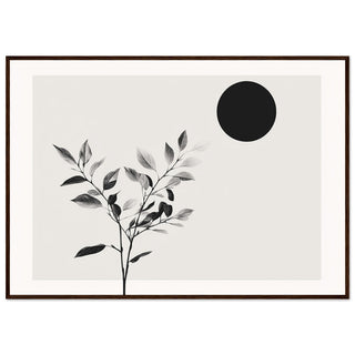 Minimalist Botanical Art Print Dark Wood Frame