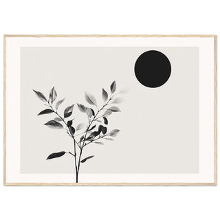 Minimalist Botanical Art Print Black Light Wood Frame
