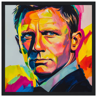 Modern Pop Art Portrait of Daniel Craig - A Bold Tribute to Bond Art Print Black Frame