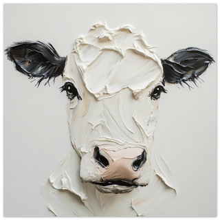 Moo in Monochrome - Textured Dairy Cow Portrait