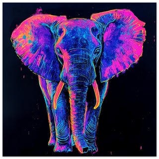 Neon Majesty - Vibrant Elephant in Radiant Colours Art Print