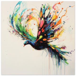 Neon Peacock In Flight Art Print