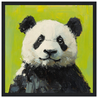 Panda's Lime Groove Art Print Black Frame