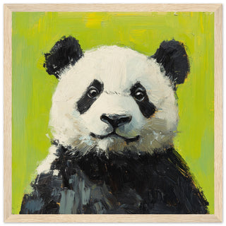 Panda's Lime Groove Art Print Light Wood Frame