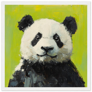 Panda's Lime Groove Art Print White Frame