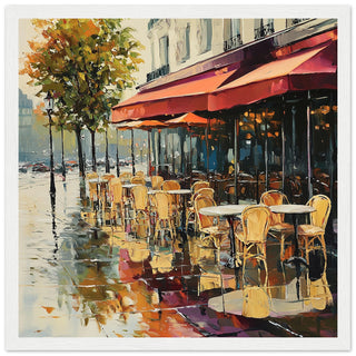 Parisian Charm - Café Reflections Art Print White Frame