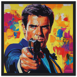 Pierce Brosnan Pop Art Portrait - Bond Style Art Print Black Frame
