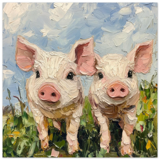 Playful Pair - Piglets in the Meadow